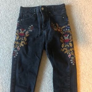 Topshop Embroidered Jeans